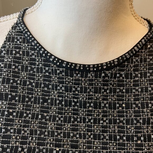 ZOLA Evening Black Fully Beaded Sleeveless Top, Size 12 - Picture 2 of 15